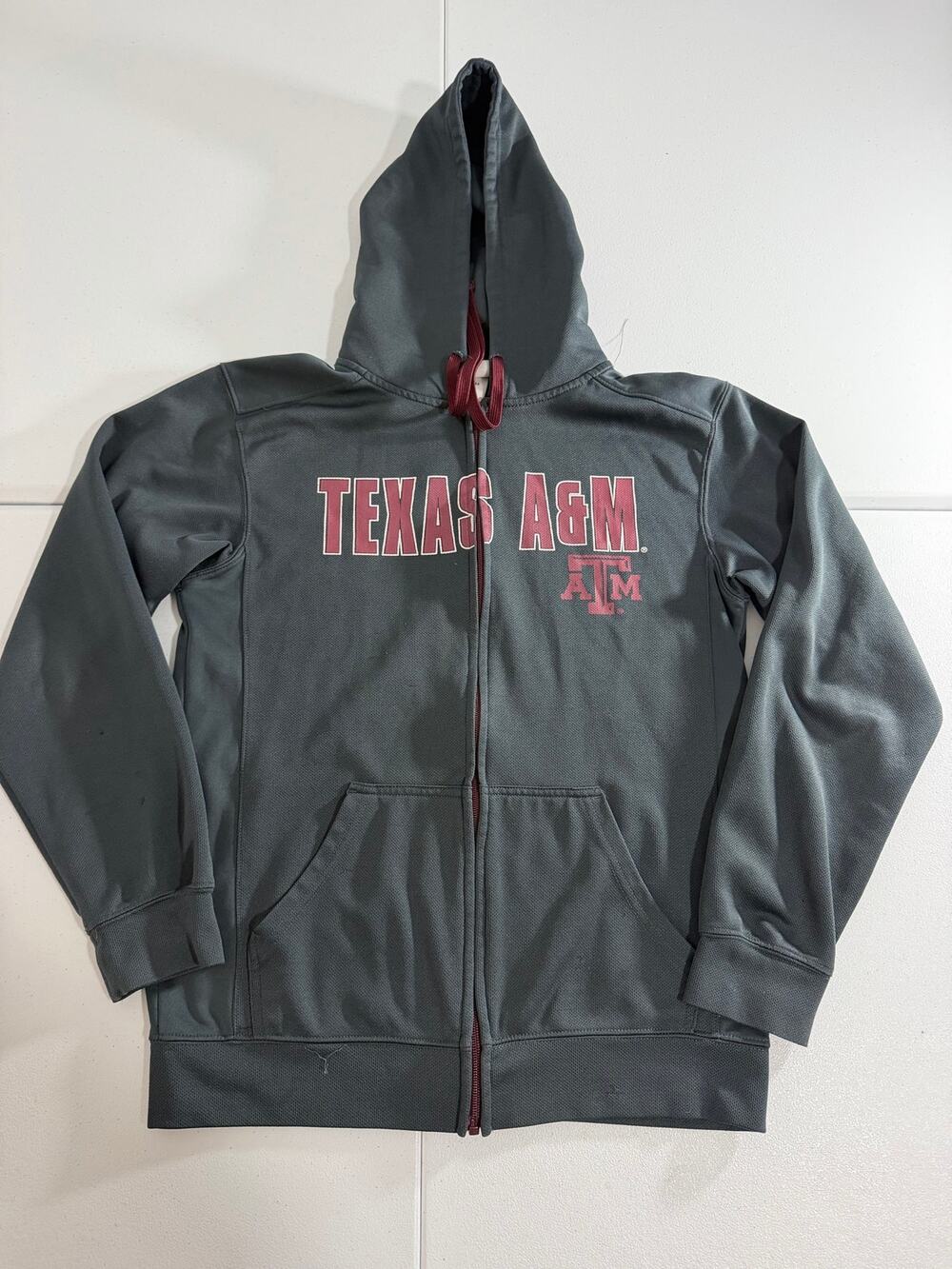 Texas A&M Aggies Full Zip Hoodie Men’s Small Gray Maroon Polyester